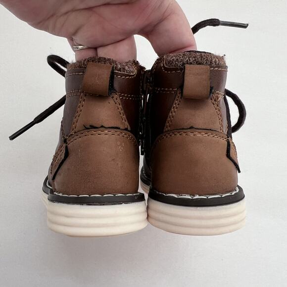 London Fog Boots Toddler Boys Size 5 Brown Faux Leather Lace Up Casual Fall - Picture 8 of 11